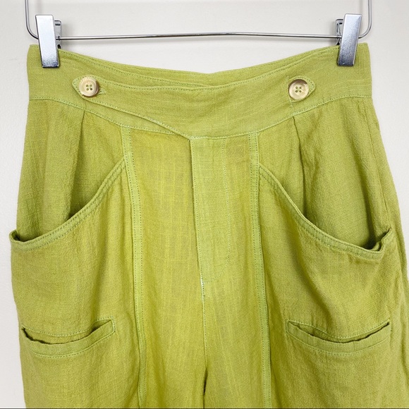 NWOT FREE PEOPLE Aloha Linen Shorts 2 Green High Rise - Picture 4 of 8